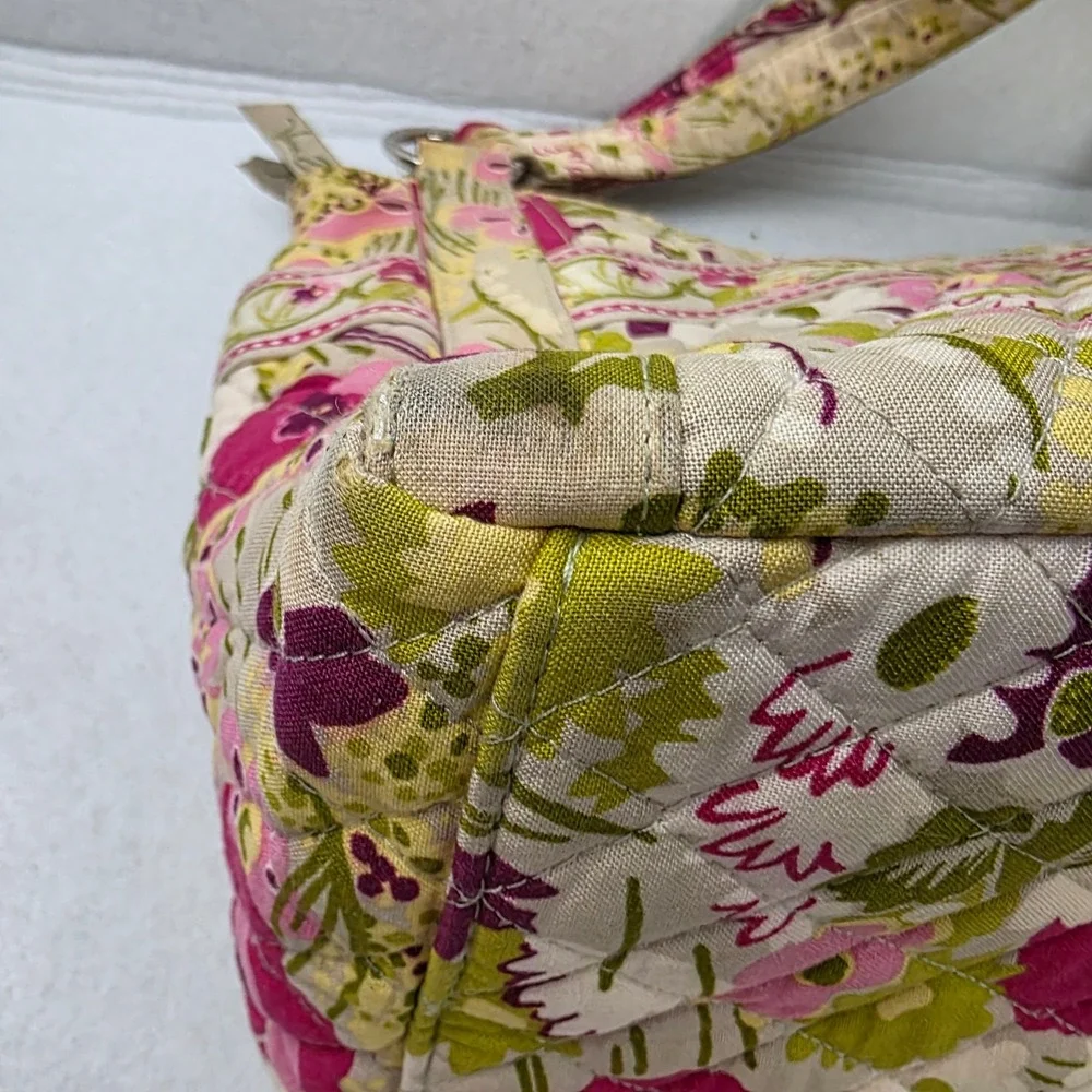 Vera Bradley Symphony in Hue Floral Quilted Cotton Shoulder Bag Pink Green